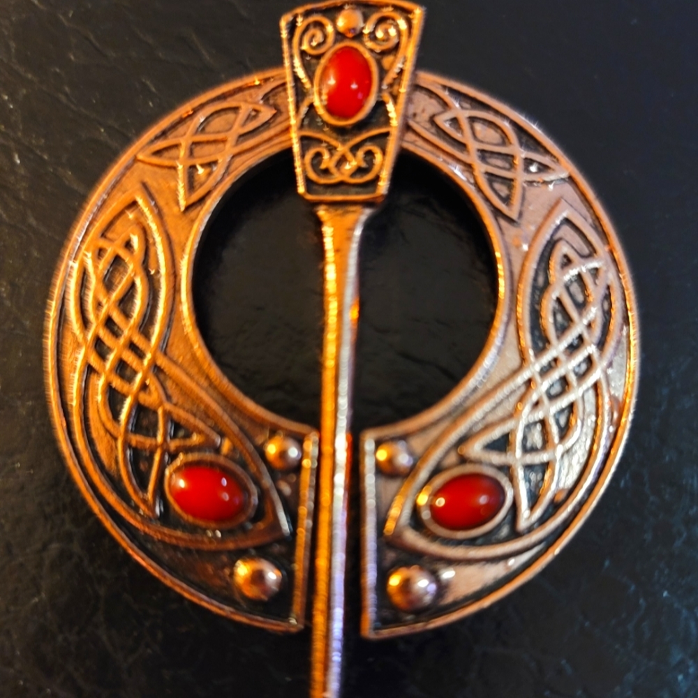 🌌Viking Celtic Saxon Cape Clasp Brooch Pin Jeweled Midevil Design Reproduction